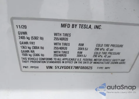 2021 Tesla Model Y Long Range Dual Motor All-Wheel Drive from USA, damaged, VIN 5YJYGDEE7MF080625